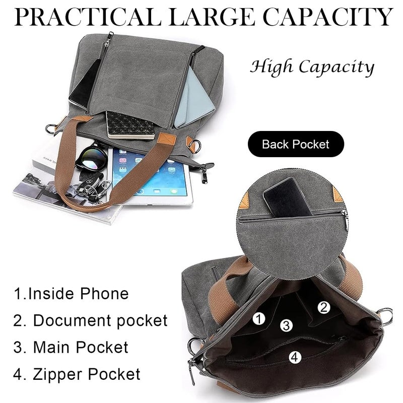 PALAY ® Hand Bag for Women Canvas Tote Bag Large Capacity Shoulder Bags for Women with Detachable Shoulder Strap Handbags for Women - Image 4