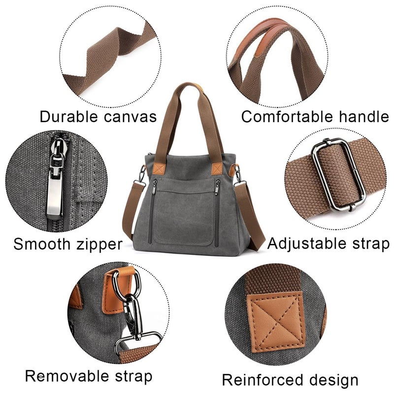 PALAY ® Hand Bag for Women Canvas Tote Bag Large Capacity Shoulder Bags for Women with Detachable Shoulder Strap Handbags for Women - Image 3