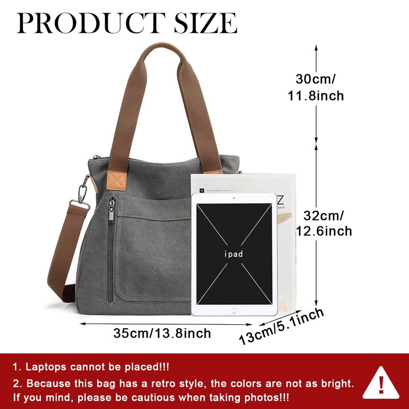 PALAY ® Hand Bag for Women Canvas Tote Bag Large Capacity Shoulder Bags for Women with Detachable Shoulder Strap Handbags for Women - Image 2