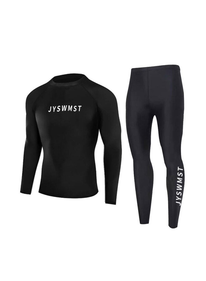 Loquat Men's Swimsuit Split Swimming Suit Large Size Long-Sleeved Swimsuit Men's Anti-Sunshade Swimsuit Trunks Hot Spring Swimsuit Men's Quick-Dry Swimsuit-Color:80822+814 Nine-point Set- - Image 5