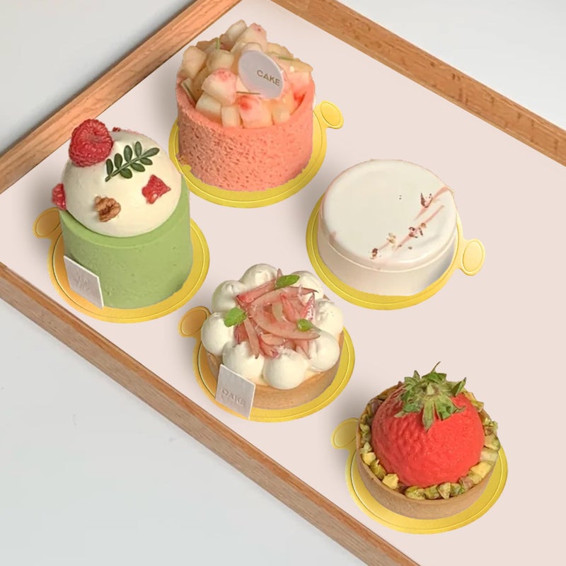 ZYLOP 3.5 Inch Mini Cake Boards: 50pcs Golden Round Mousse Cupcake Base, Bases Para Postres Mini Paper Plates Circle Dessert Boards - Image 5