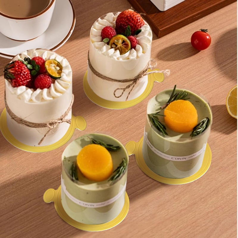 ZYLOP 3.5 Inch Mini Cake Boards: 50pcs Golden Round Mousse Cupcake Base, Bases Para Postres Mini Paper Plates Circle Dessert Boards - Image 4