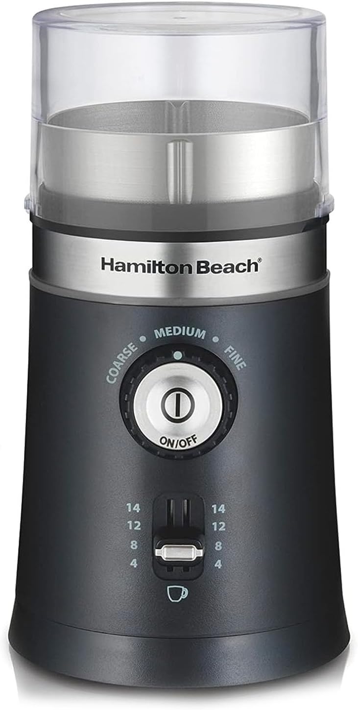 Hamilton Beach Custom Grind™ Coffee Grinder for beans/spices, 5 size settings-coarse to fine, capacity for 4 to 14 cups coffee, stainless steel bowl for easy pour and cleaning, 80393R-ME - Image 1