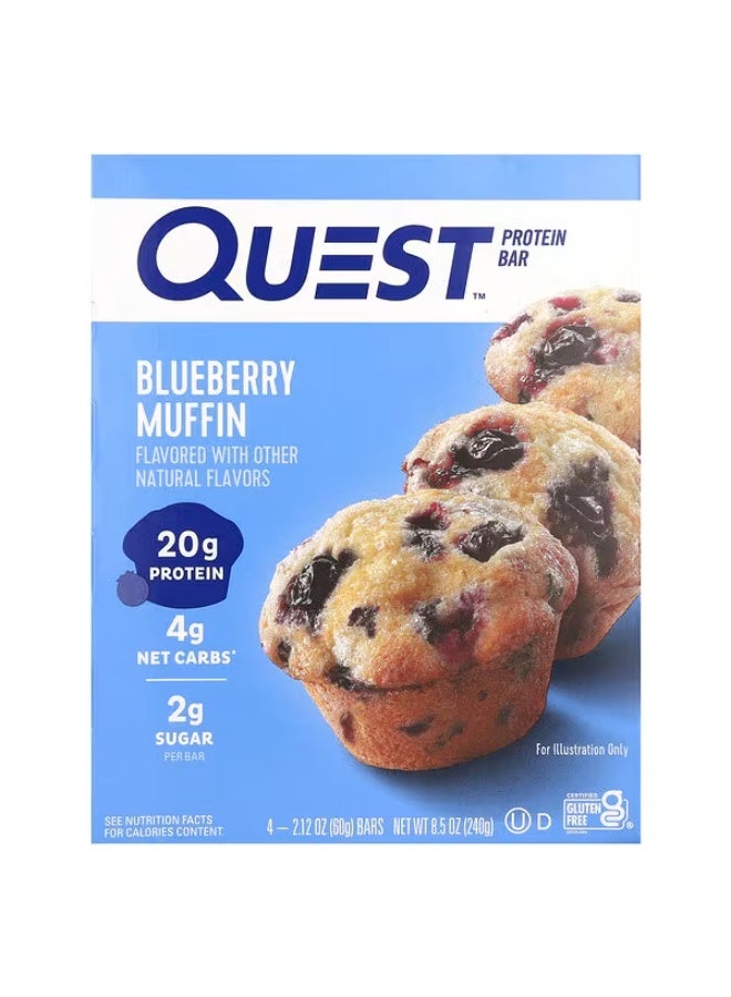 Quest Nutrition، بار بروتين، كعكة التوت الأزرق، 4 بارات، 2.12 أونصة (60 جم) لكل بار