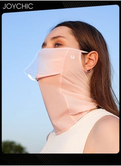 Joychic Summer Ice Silk Sunscreen Mask Women Golf Outdoor Anti-Mosquito Breathable Veil Anti-UV Protection Mask Pink  - Image 2