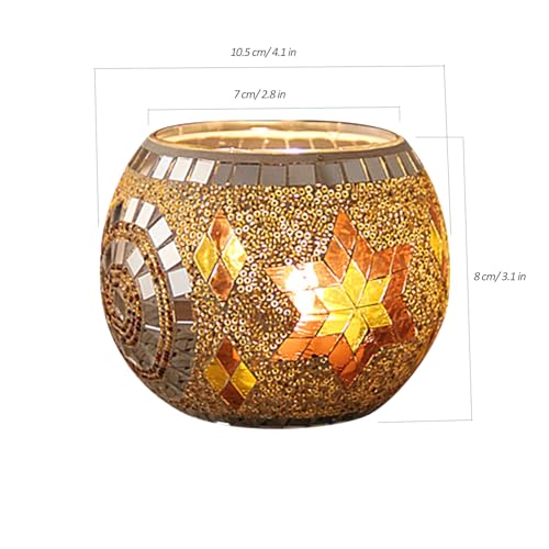 MIATTCLD Mosaic Glass Tea Light Holders Romantic Stained Votive Candle Holder, MIATTCLD Round Handmade Tealight Candle Holder for Table Centerpieces, Christmas, Valentine, Birthday Party, Home Decor (H) - Image 5