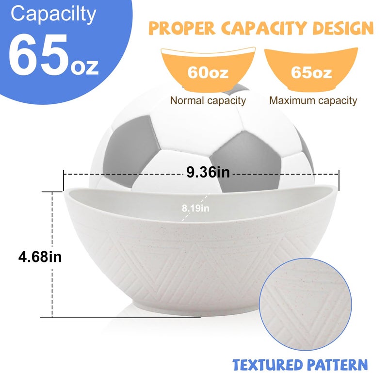 Wrova Wheat Straw Bowls Set of 2 with Textured Pattern,Unbreakable Large Salad Bowls,Plastic Bowls Dishwasher & Microwave,Sturdy and Stackable Kitchen Bowl Sets for Serving,Oatmeal.White - Image 2