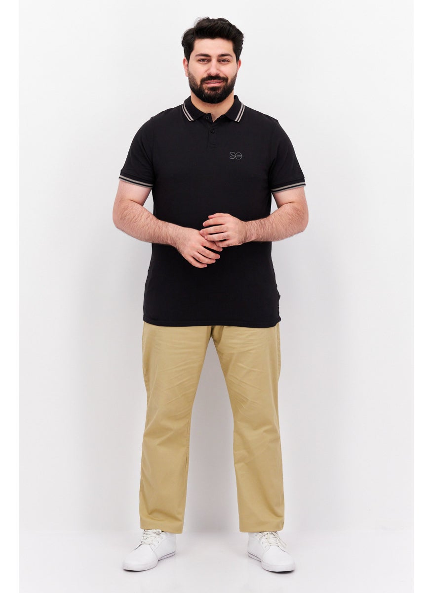 CROSSHATCH - Men Regular Fit Brand Logo Short Sleeve Polo Shirt, Black - Image 1