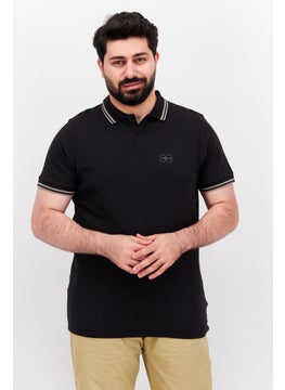 Men Regular Fit Brand Logo Short Sleeve Polo Shirt, Black