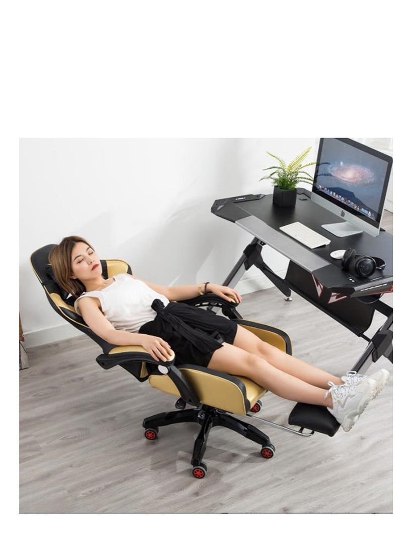 Generic Gaming Chair with Footrest Computer Chair Deak Chair High Back Racing Style Office Chair with Headrest Support Adjustable Office Chair  - Image 2