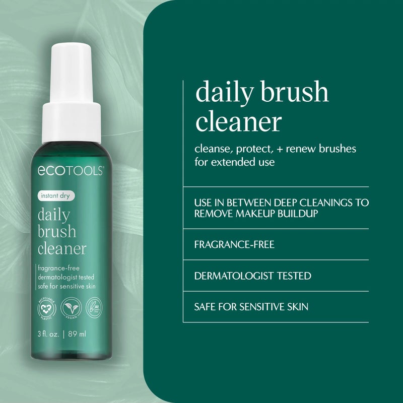 EcoTools Daily Makeup Brush Cleanser Spray, Quick Drying, Fragrance Free & Dermatologist Tested, Travel Size, TSA Approved, Cruelty-Free & Vegan 3 fl oz./89 ml. Bottle - Image 2