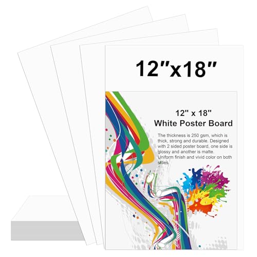 rookea 10 Pcs 12" x 18" Poster Board White Poster Board Paper Bulk 250 GSM Thickness Vision Boards Smart PosterBoard for Drawing School Arts Craft Projects Presentations Scrapbooking Blank Graphic Display - Image 1