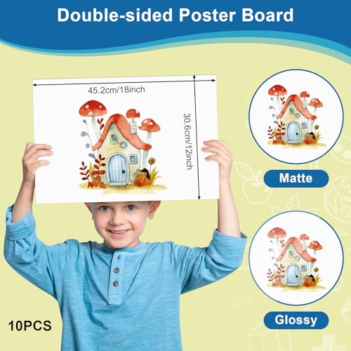 rookea 10 Pcs 12" x 18" Poster Board White Poster Board Paper Bulk 250 GSM Thickness Vision Boards Smart PosterBoard for Drawing School Arts Craft Projects Presentations Scrapbooking Blank Graphic Display - Image 2