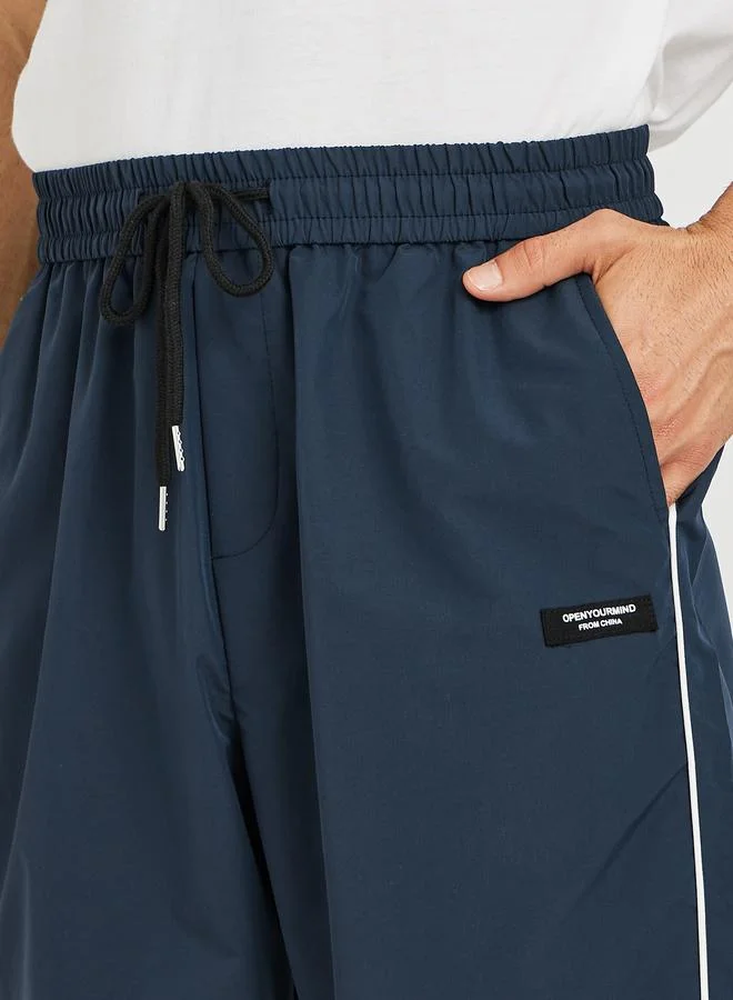 Styli Styli Star Printed Oversized Open Hem Joggers with Piping Detail
