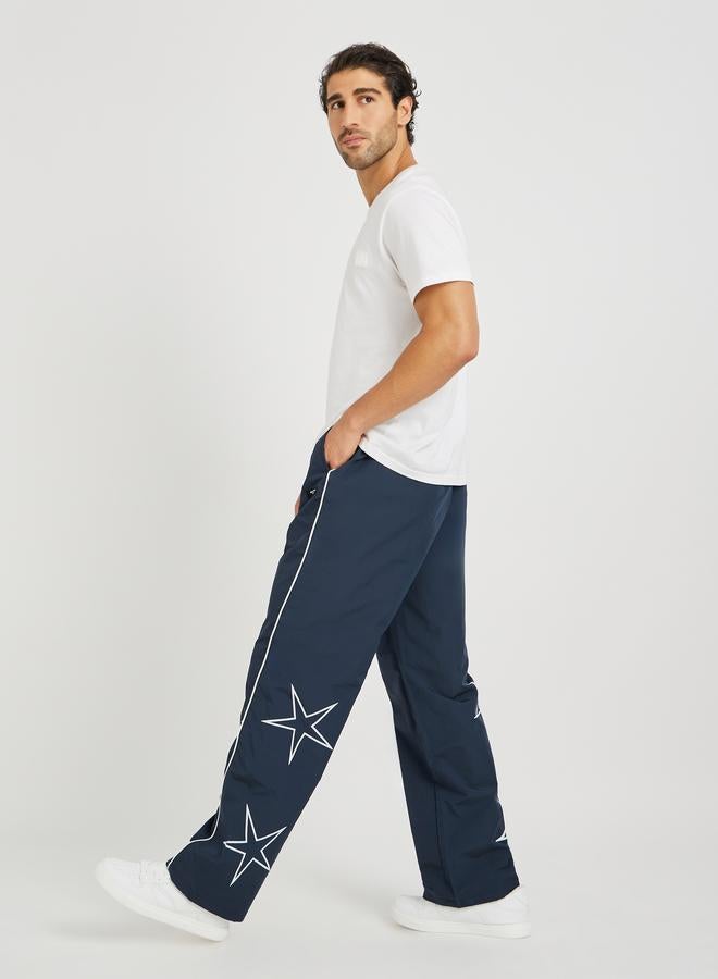Styli Star Printed Oversized Open Hem Joggers with Piping Detail - Image 2