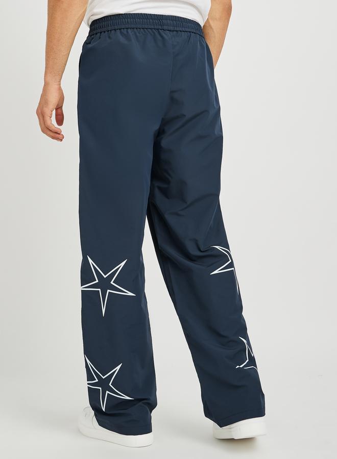 Styli Star Printed Oversized Open Hem Joggers with Piping Detail - Image 5