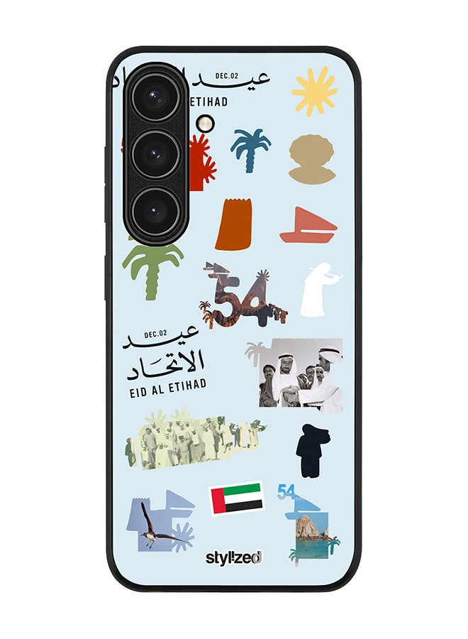 Stylizedd Cover for Samsung Galaxy S24 FE Case, Rugged Black Slim fit Soft Flexible Anti Drop TPU Gel Thin Protective Phone Cases- Eid Al Etihad 54th UAE National Day, Light Blue - Image 1