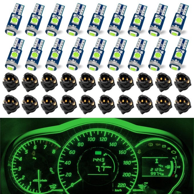 Led Bulb Dash Lights Super Bright T5 37 74 LED Bulb with Twist Lock Socket PC74 PC37 for Car Bulb Air Conditioning Light Clock Light Green