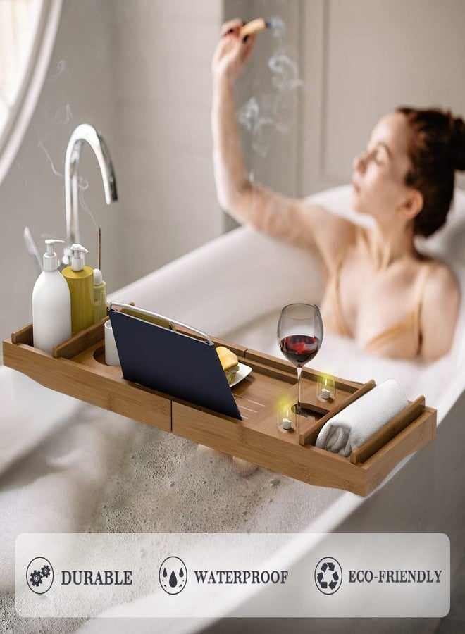 Bamfan Bath Caddy Tray for Bathtub - Bamboo Adjustable Organizer Tray for Bathroom with Free Soap Dish Suitable for Luxury Spa or Reading(Walnut) - Image 5