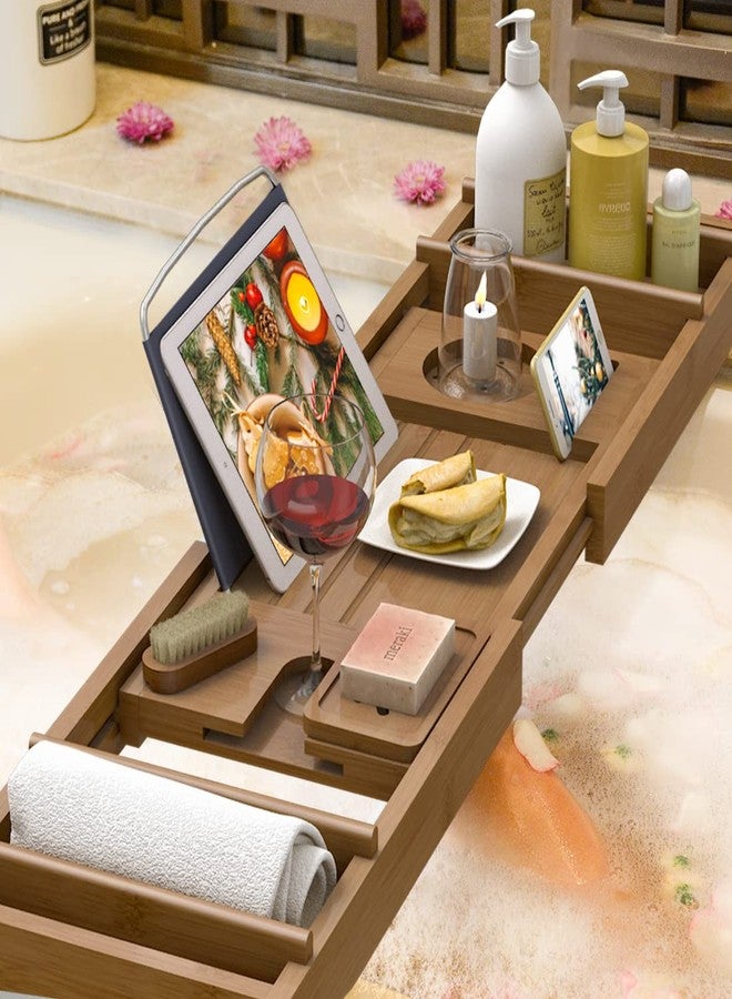 Bamfan Bath Caddy Tray for Bathtub - Bamboo Adjustable Organizer Tray for Bathroom with Free Soap Dish Suitable for Luxury Spa or Reading(Walnut) - Image 4