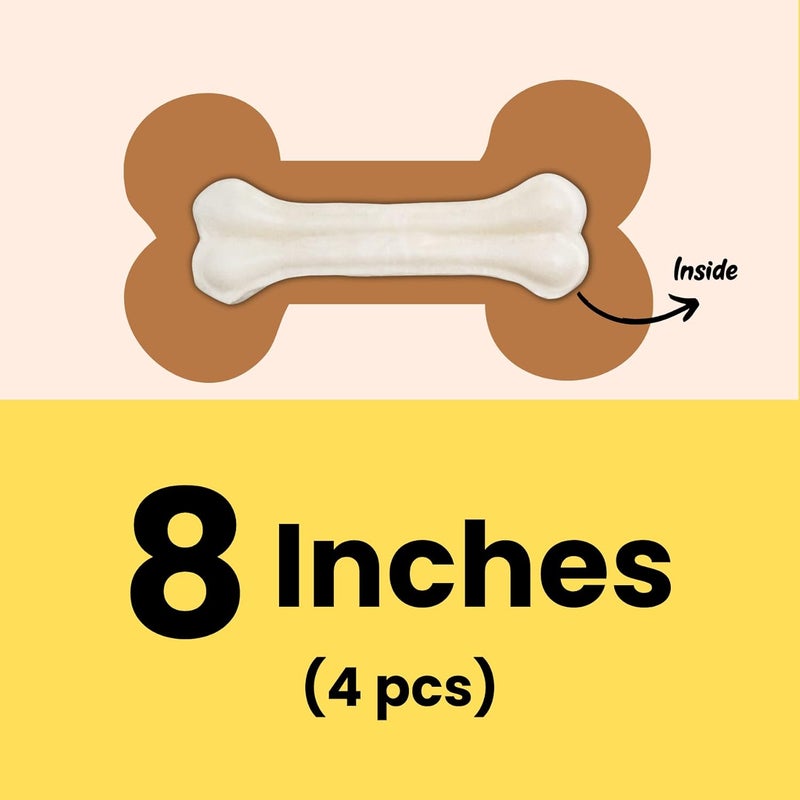 ROBUST Long Lasting All-Natural Dog Chew Bones - 8 inches (4 Units) | Premium Compressed Rawhide Chews for Small, Medium & Large Dogs | Healthy & Digestible Rawhide Bones to Improve Oral Health - Image 4