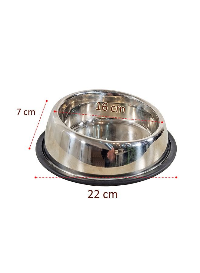 MAJIBAO Dog Food Feeder Round Bowl with Sloppy Cut, Medium Size Bowl, Rubber or Silicon Grip for No Sliding, Strong SS Material, Bowl Diameter 16 Cm  - Image 3