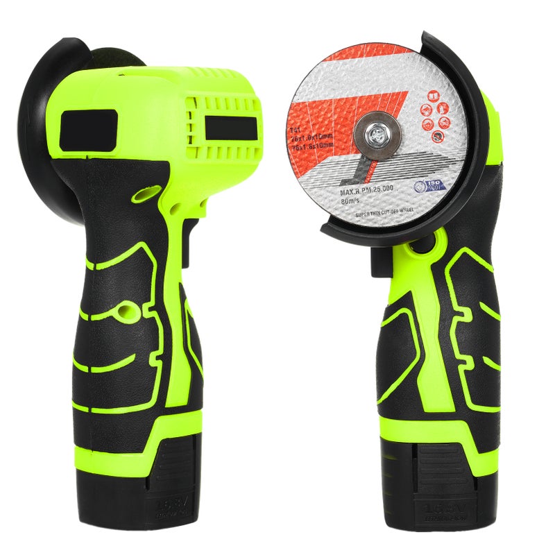 Cordless Angle Grinder 7000RPM Electric Grinding Tool Mini Grinder with 2Pcs 16.8V 2000mAh Battery and Cutting for Cutting Polished Brick Wood Stone Steel - Image 2