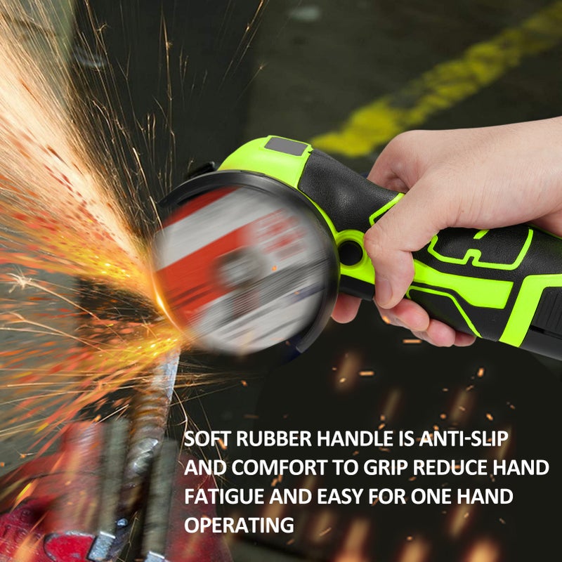 Cordless Angle Grinder 7000RPM Electric Grinding Tool Mini Grinder with 2Pcs 16.8V 2000mAh Battery and Cutting for Cutting Polished Brick Wood Stone Steel - Image 5