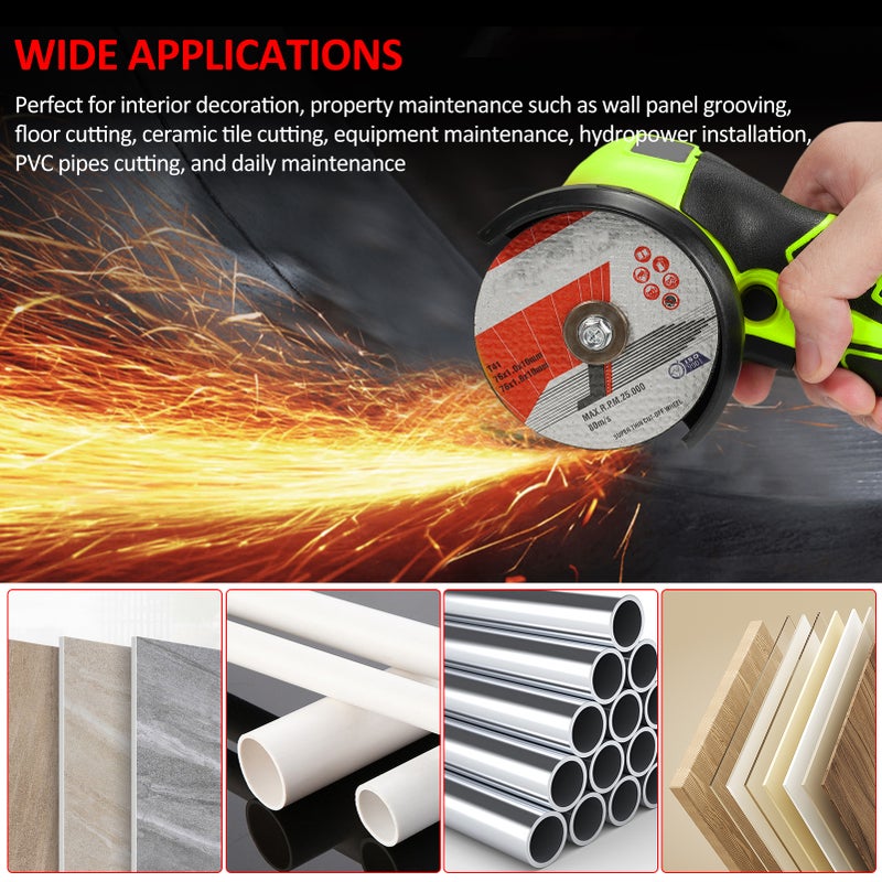 Cordless Angle Grinder 7000RPM Electric Grinding Tool Mini Grinder with 2Pcs 16.8V 2000mAh Battery and Cutting for Cutting Polished Brick Wood Stone Steel - Image 4