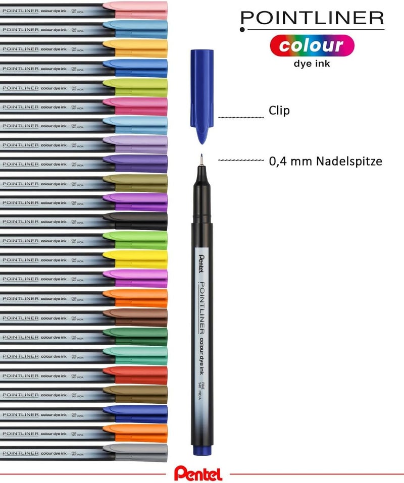 بنتل قلم Pentel S40 Pointliner، قلم كتابة دقيق بحبر صبغي ملون، سمك خط 0.4 مم، ألوان متنوعة (مجموعة تحتوي على 24 قلمًا) - Image 5