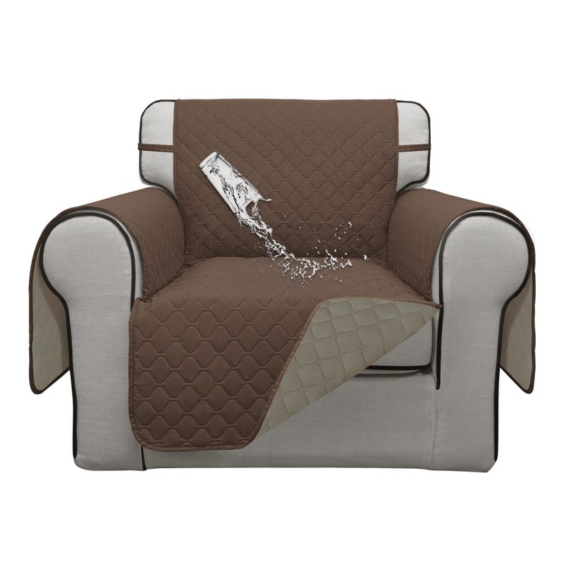 Issuntex Double Protection 100% Waterproof Chair Sofa Covers For Living Room Reversible Furniture Protector Sofa Cover For Dogs Pets Kids (Brown/Beige) - Image 1