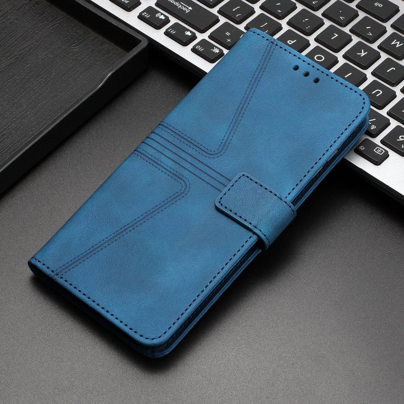 HuHa Protective Cover For Xiaomi Poco X5 5G Triangle Solid Color Leather Phone Case(Blue) - Image 2