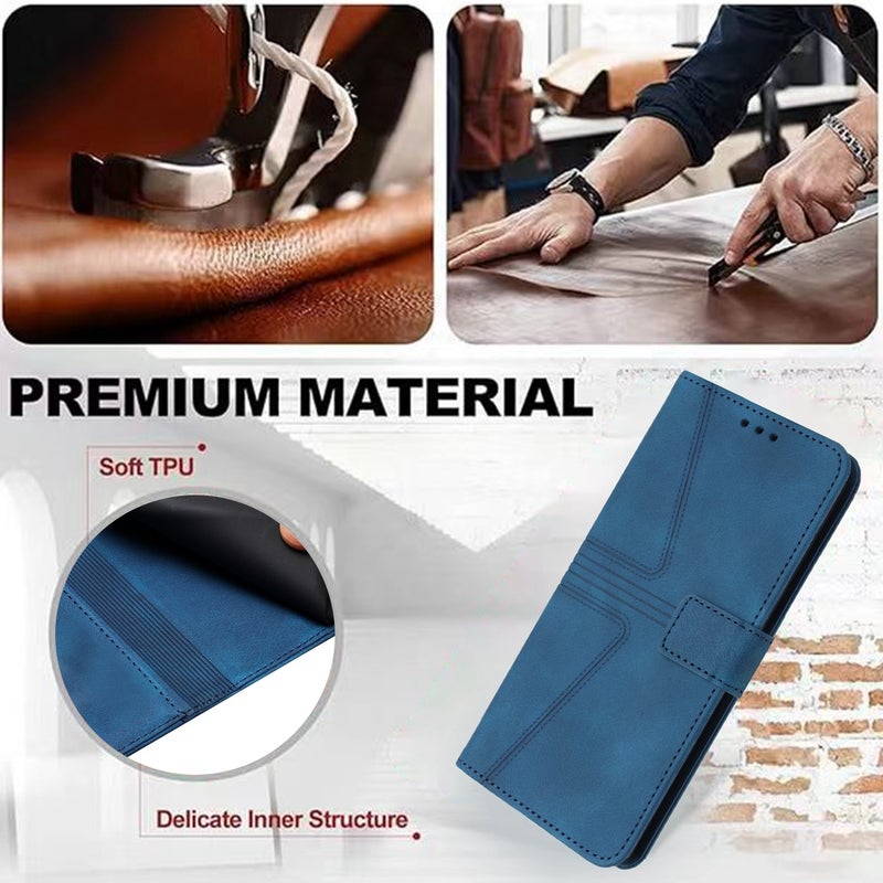 HuHa Protective Cover For Xiaomi Poco X5 5G Triangle Solid Color Leather Phone Case(Blue) - Image 5
