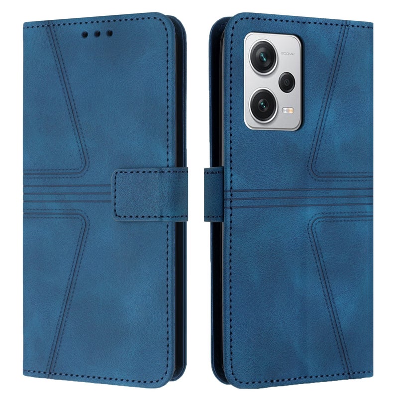 HuHa Protective Cover For Xiaomi Poco X5 5G Triangle Solid Color Leather Phone Case(Blue) - Image 1