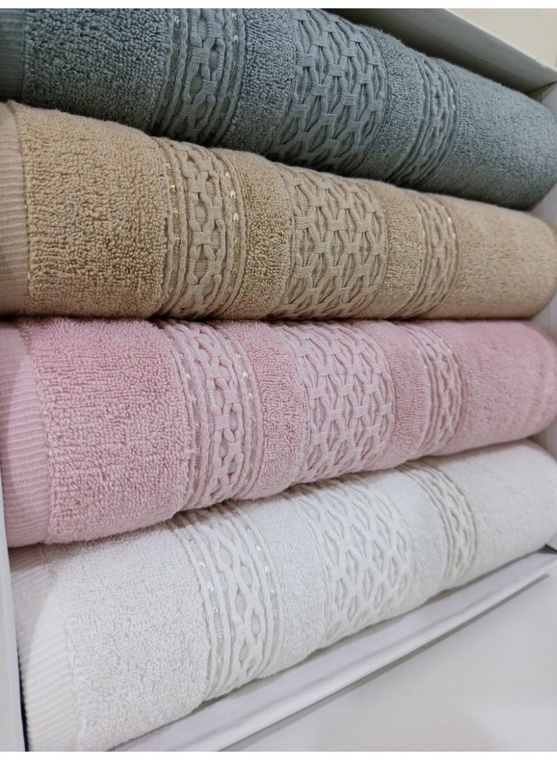 تى ام هوم طقم 4 فوط جكار فاخرة من TM HOME – مقاس كبير 120×60 – وزن 750 جرام – قطن مصري طبيعي 100% فائق الامتصاص – ألوان متنوعة بجودة فندقية - Image 5