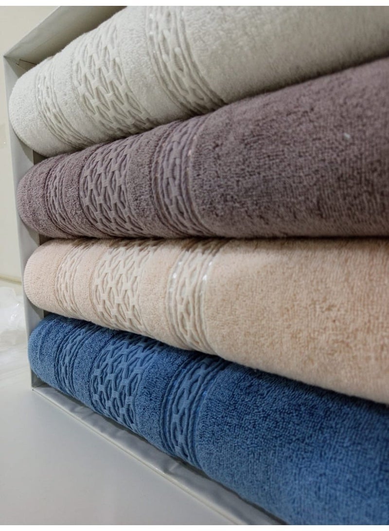 تى ام هوم طقم 4 فوط جكار فاخرة من TM HOME – مقاس كبير 120×60 – وزن 750 جرام – قطن مصري طبيعي 100% فائق الامتصاص – ألوان متنوعة بجودة فندقية - Image 4