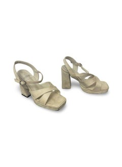 Vbranda Heel Sandal Bold Suede Block-Heel Sandal C-61-BEIGE  - Image 3