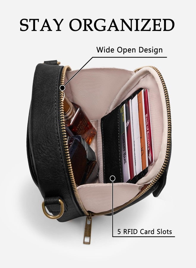 Yarnic Small Crossbody Bag, Vegan Leather Cell Phone Purse for Women, Vintage Wallet Bag with Card Slots, Black-wide Strap a, 5.12" L x 2.76" W x 7.09" H, Vintage - Image 4