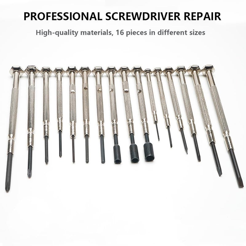 Auconda 16 PCS Mini Precision Screwdriver Set - Premium Mini Screw Driver Set Kit - 16 Different Sizes of Flat Head Philips for Electronics, Toys, Computer & Watch Repair - Image 3