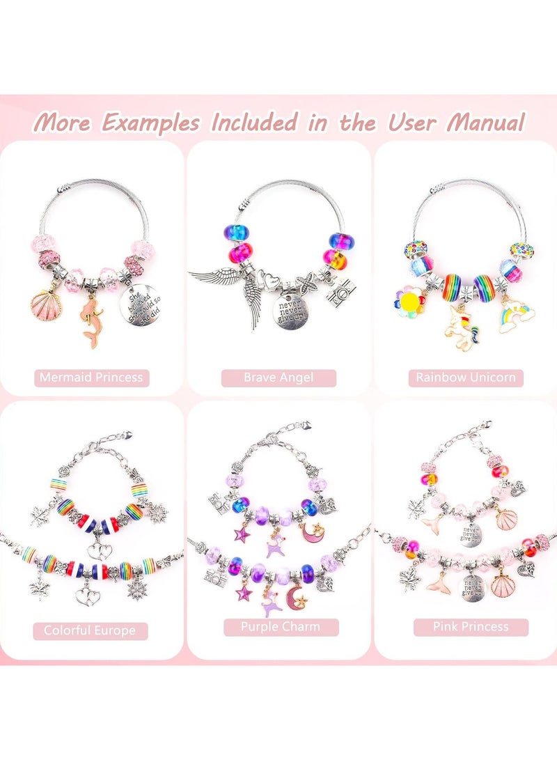 general Bracelet Making Kit, 80-Piece DIY Jewelry Craft Set for Girls, Featuring Pink Beads, Adorable Charms, Unicorns, Mermaids, Hearts, and Gift Bracelet Making Kit—Ideal Birthday or Holiday Gift for Children Ages 6-12 - Image 4
