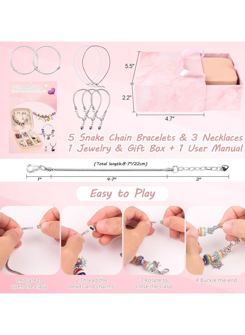 general Bracelet Making Kit, 80-Piece DIY Jewelry Craft Set for Girls, Featuring Pink Beads, Adorable Charms, Unicorns, Mermaids, Hearts, and Gift Bracelet Making Kit—Ideal Birthday or Holiday Gift for Children Ages 6-12 - Image 3
