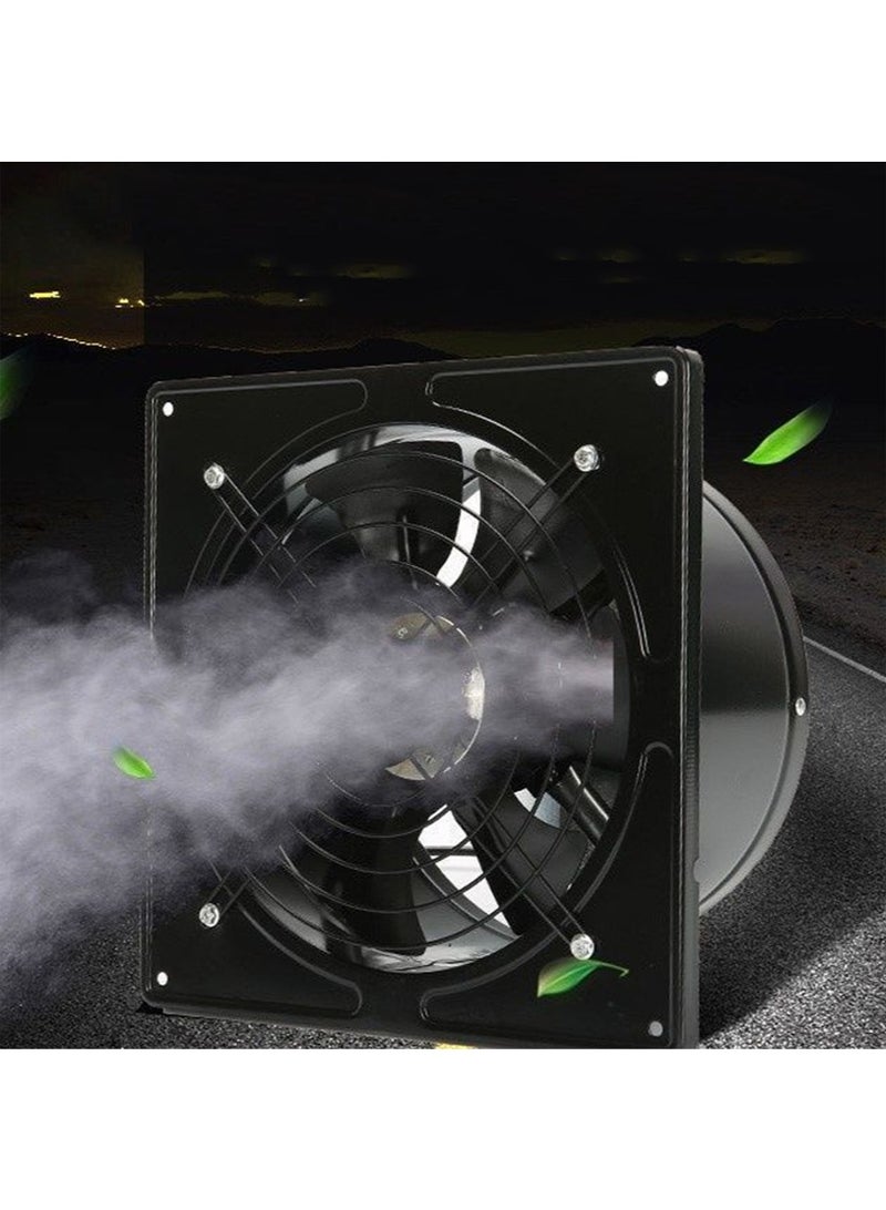 Leon Home 10-inch CR stainless steel metal exhaust fan, 70W ventilation exhaust fan with an airflow rate of up to 1750 m³/h, High-speed ventilation fan, industrial exhaust fan, optimal performance for spaces of 20-25 square meters, smoke exhaust suitable for kitchens, bathrooms, laundry rooms, garages, hospitals, clinics, basements, gyms, large warehouses, restaurants, and libraries. Black, with return air damper (30x30x25 cm). - Image 2