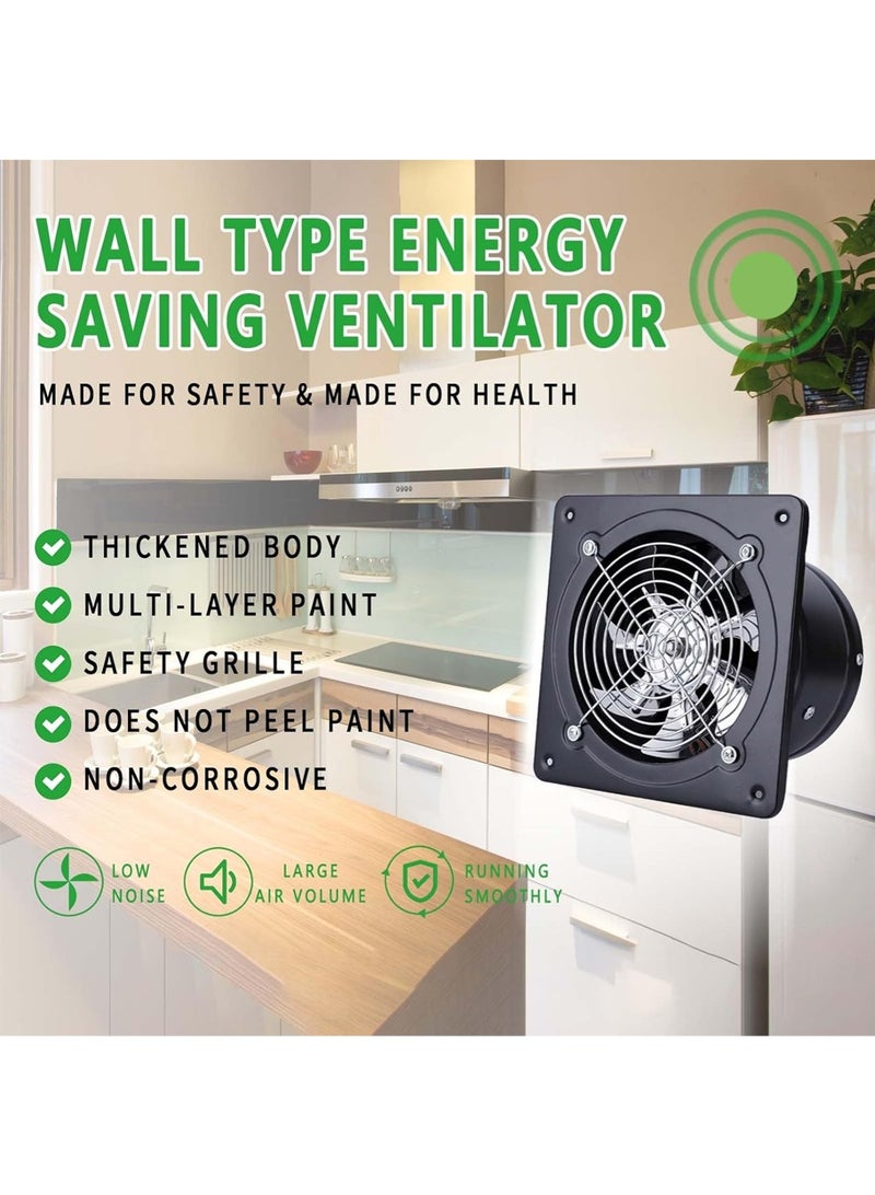 Leon Home 10-inch CR stainless steel metal exhaust fan, 70W ventilation exhaust fan with an airflow rate of up to 1750 m³/h, High-speed ventilation fan, industrial exhaust fan, optimal performance for spaces of 20-25 square meters, smoke exhaust suitable for kitchens, bathrooms, laundry rooms, garages, hospitals, clinics, basements, gyms, large warehouses, restaurants, and libraries. Black, with return air damper (30x30x25 cm). - Image 4