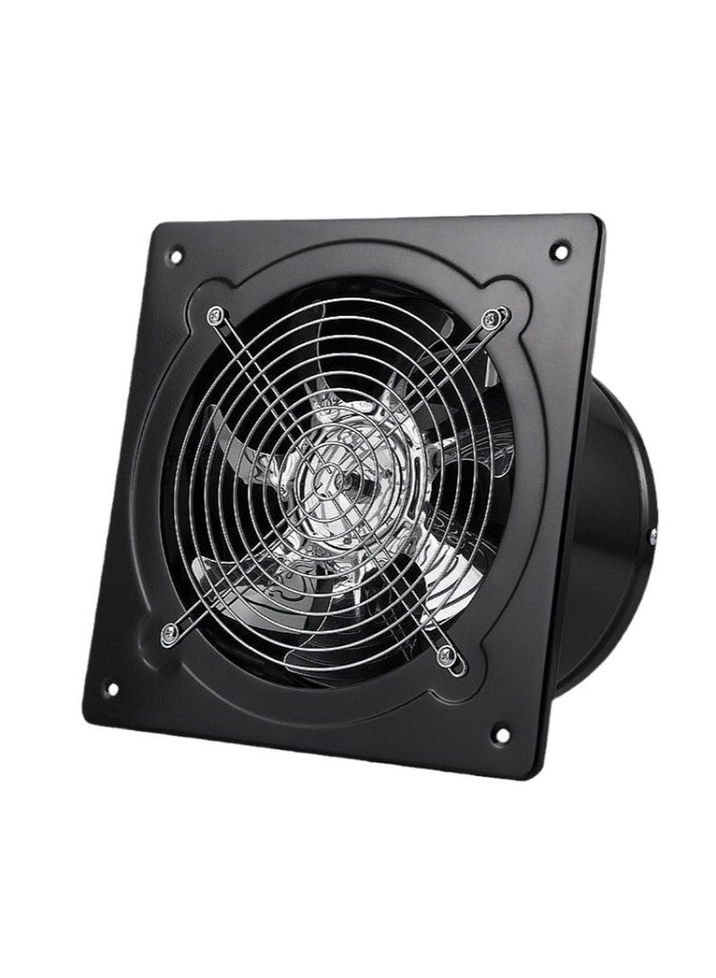 Leon Home 10-inch CR stainless steel metal exhaust fan, 70W ventilation exhaust fan with an airflow rate of up to 1750 m³/h, High-speed ventilation fan, industrial exhaust fan, optimal performance for spaces of 20-25 square meters, smoke exhaust suitable for kitchens, bathrooms, laundry rooms, garages, hospitals, clinics, basements, gyms, large warehouses, restaurants, and libraries. Black, with return air damper (30x30x25 cm). - Image 1