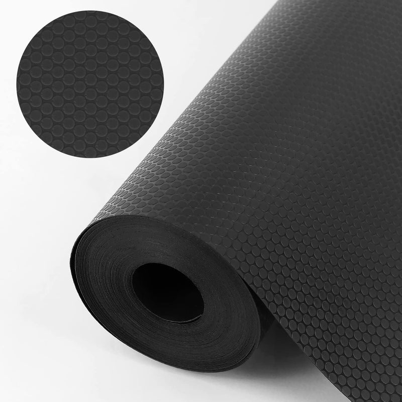 WochiTV Shelf Liner for Cabinets Drawer 118 Inch x 49 Feet Non Adhesive EVA Plastic Waterproof Protectors Mats for Kitchen Pantry Bathroom Closet Cupboard Black