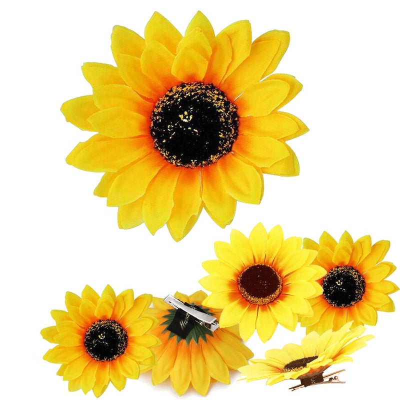6PK Fashion Sunflower Hair Clip Simulation of Daisy Salon Clip Large Sectioning Clips Hair Alligator Hairpin Clamp Barrettes Styling Accessories for Girls and Women Ladies Headwear Styling Tools