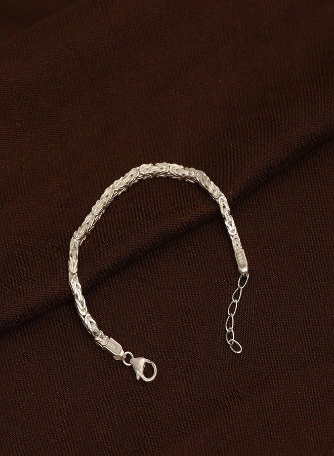 LeCalla سوار بيزنطي من الفضة الإسترلينية 925 للنساء | سوار سلسلة بيزنطية كلاسيكية مربعة يدويًا 4 مم بطول 7.5 بوصة، مصنوع في إيطاليا - Image 4