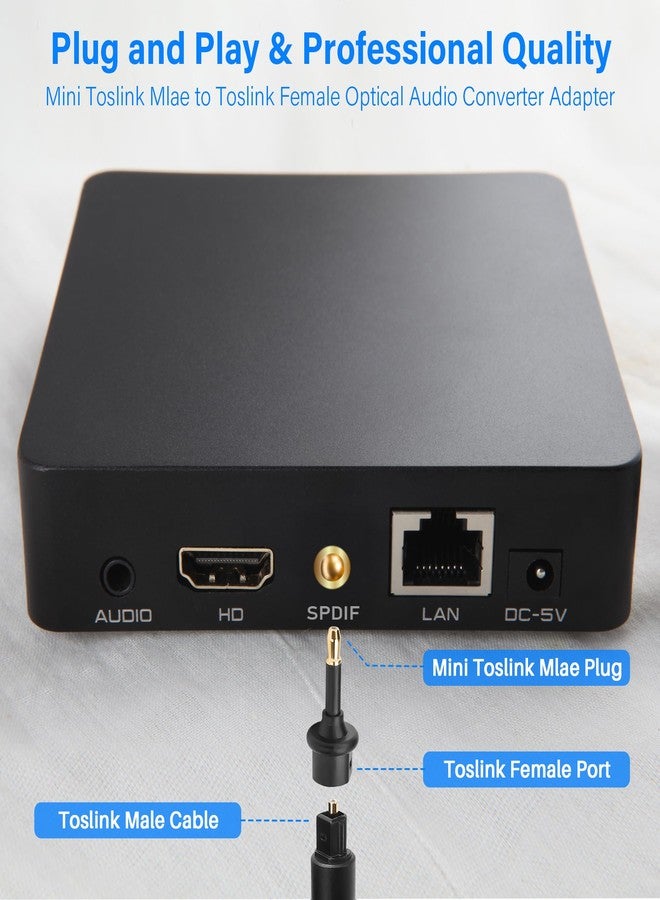 Togconn Toslink to Mini Toslink (3.5mm Jack) Audio Adapter 2 Pack, Toslink Female to 3.5mm Jack Mini Male S/PDIF Optical Fiber Digital Connector Converter Compatible for Sound Bar, Home Theater - Image 4