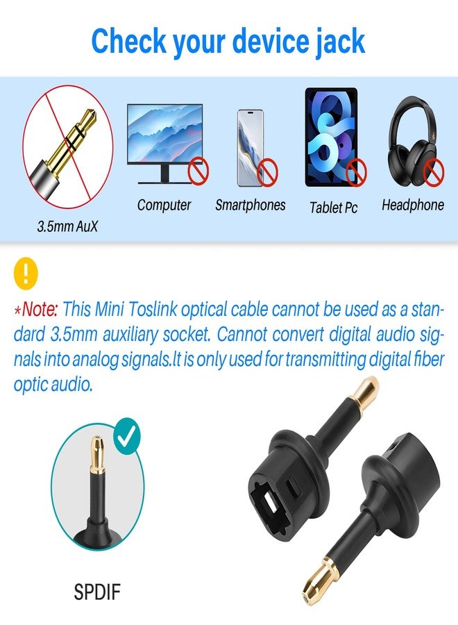 Togconn Toslink to Mini Toslink (3.5mm Jack) Audio Adapter 2 Pack, Toslink Female to 3.5mm Jack Mini Male S/PDIF Optical Fiber Digital Connector Converter Compatible for Sound Bar, Home Theater - Image 2