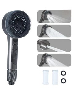 OUYoo OUYoo Filtered Shower Head with Handheld, High Pressure Shower Heads with Scalp Massager Shampoo Brush for Skin & Hair Care, Filtered Shower Head with Handheld Sprayer Soften Hard Water High Pressure Handheld Shower Head  4 Modes Water Saving Filter, Pause Switch, Luxury Gray Showerhead for Healthier Bathing Experience.  - Image 1
